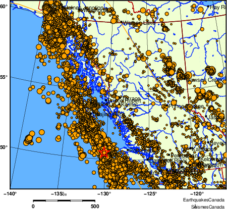 Map of earthquakes magnitude 2.0 and larger, 2000 - present