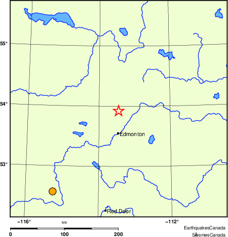 Map of historical earthquakes magnitude 5.0 and larger.  Details in the data table below