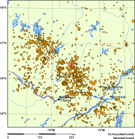 Map of earthquakes magnitude 2.0 and larger, 1980 - present
